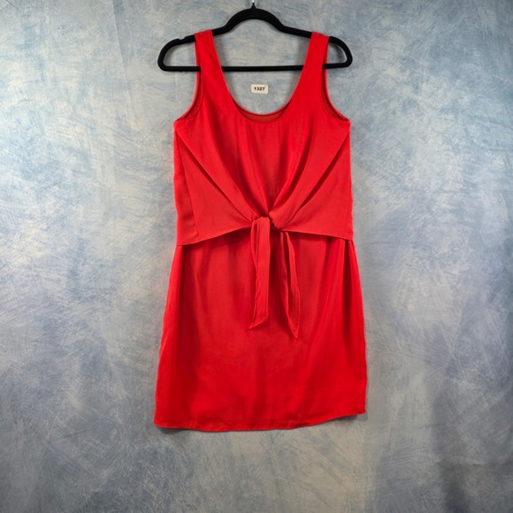 Amanda Uprichard Dresses & Skirts - Amanda Uprichard Red Silk Front Tie Popover Mini Dress Petite P Sleeveless